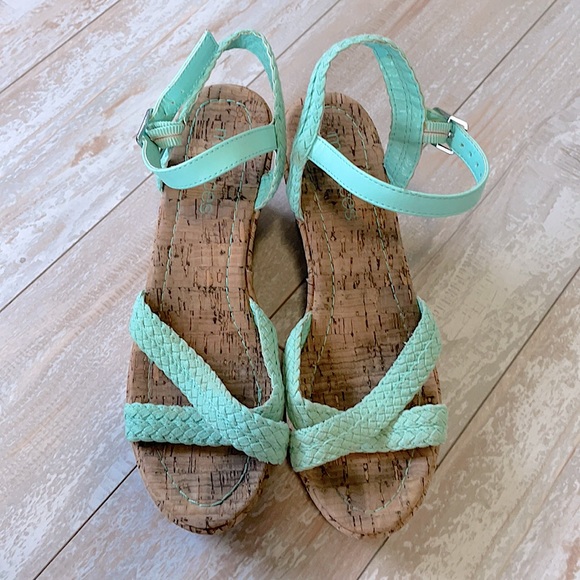 Teal Cork Wedges - Picture 1 of 8